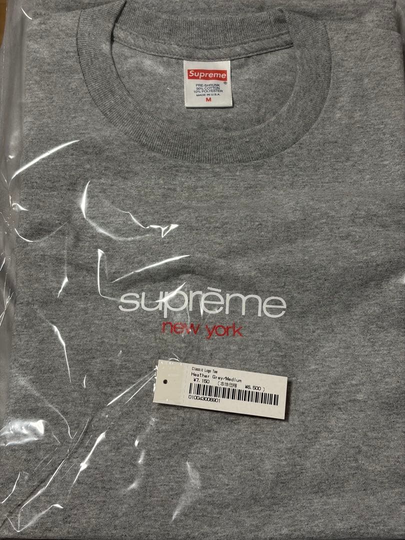 新品 Supreme Classic Logo Tee シュプリーム グレー M