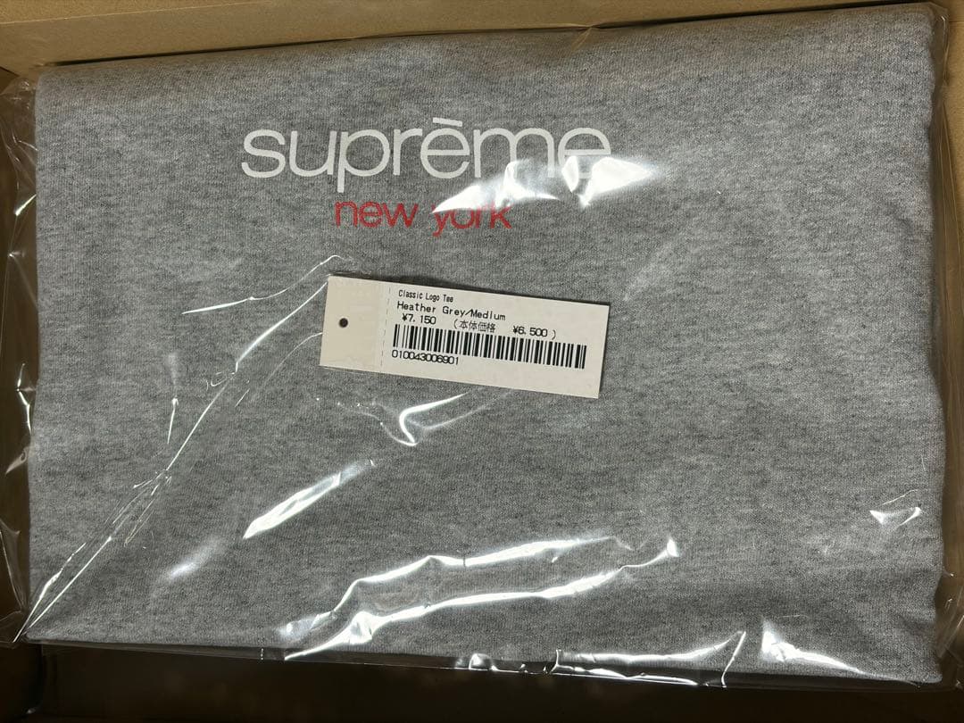 新品 Supreme Classic Logo Tee シュプリーム グレー M