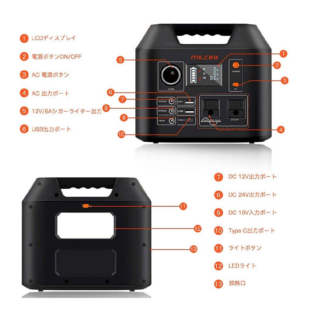 ポータブル電源 大容量80000mAh/296Wh PSE認証済　純正弦波