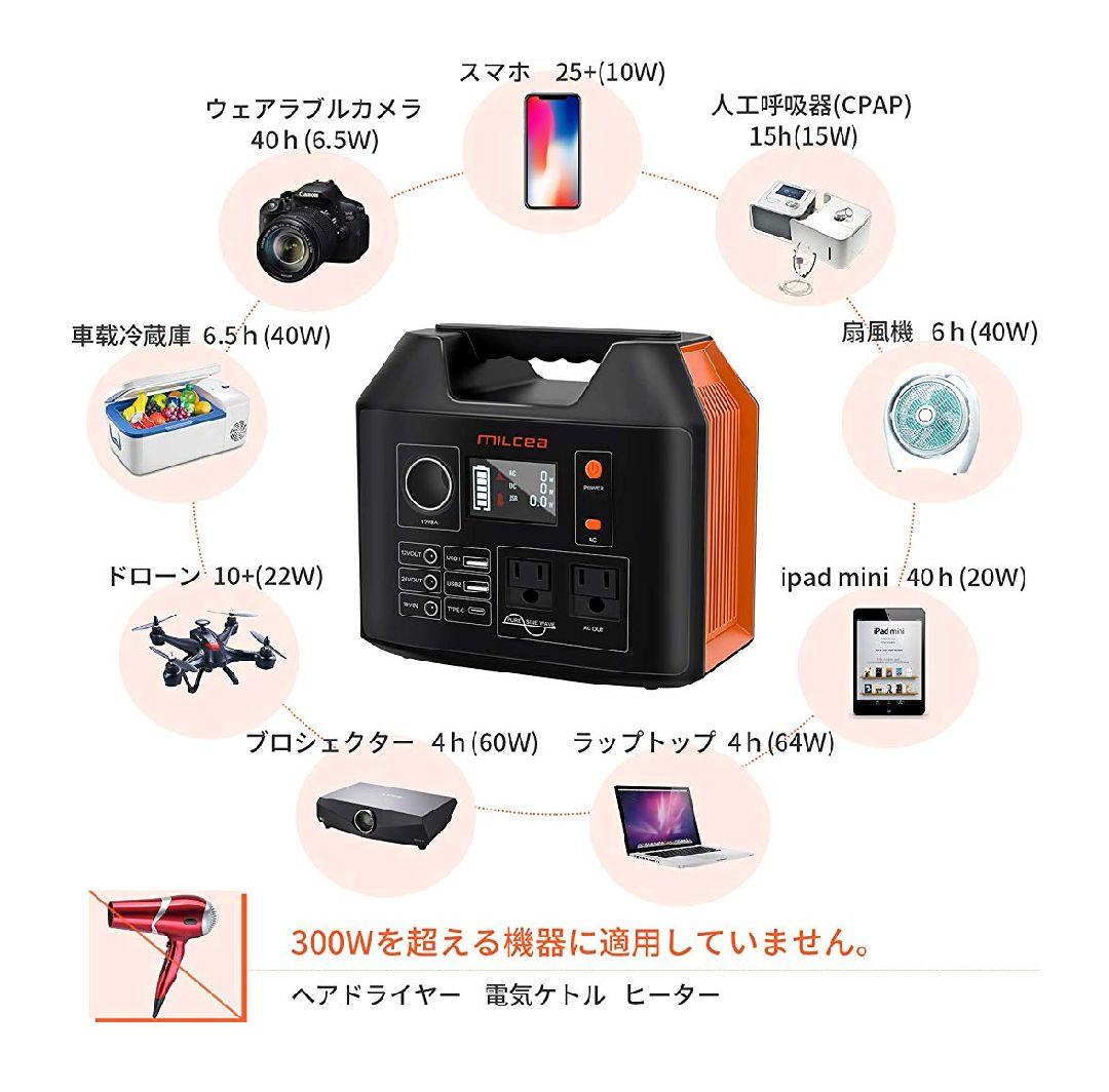 ポータブル電源 大容量80000mAh/296Wh PSE認証済　純正弦波