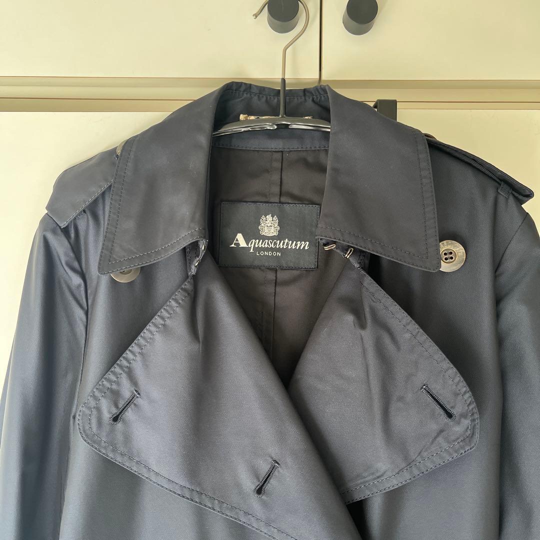 【Aquascutum】ネイビー トレンチコート　レディース