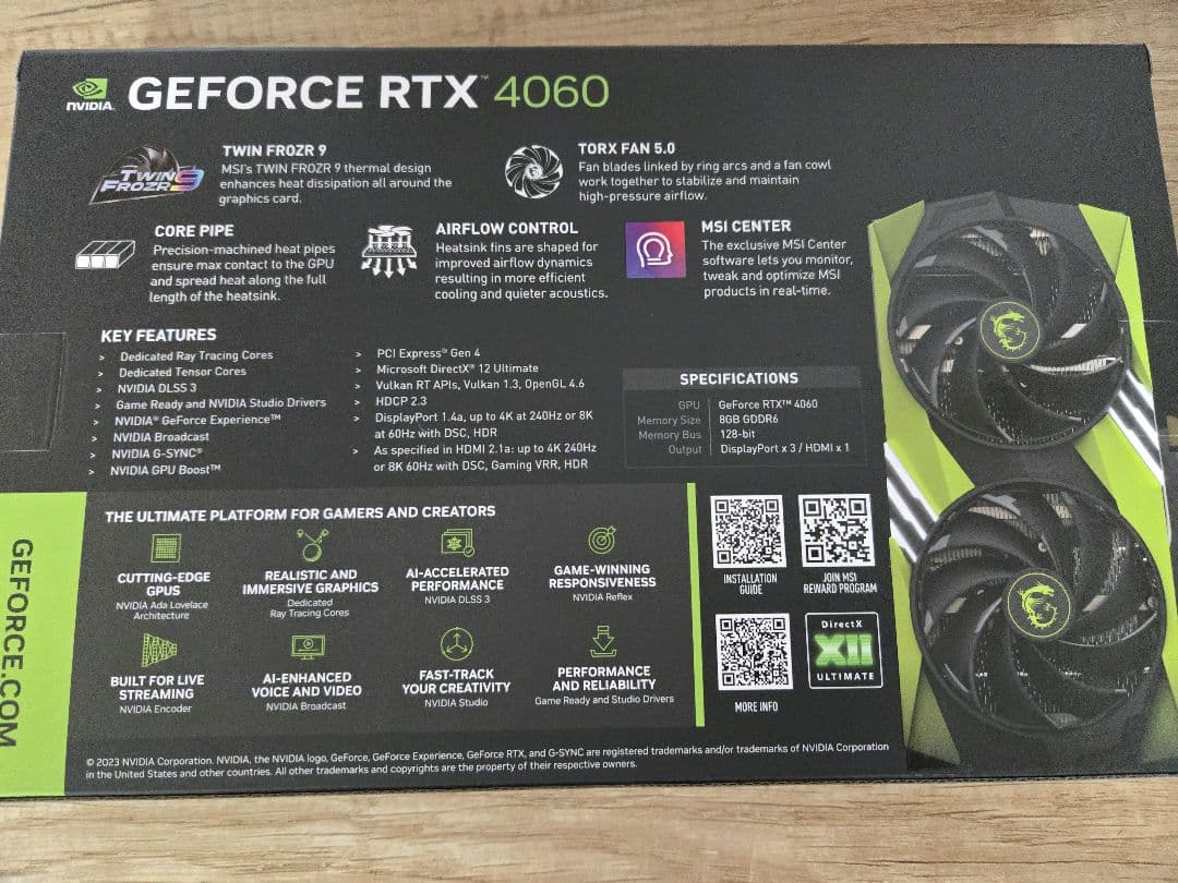 MSI GeForce RTX4060 グラフィックボード
