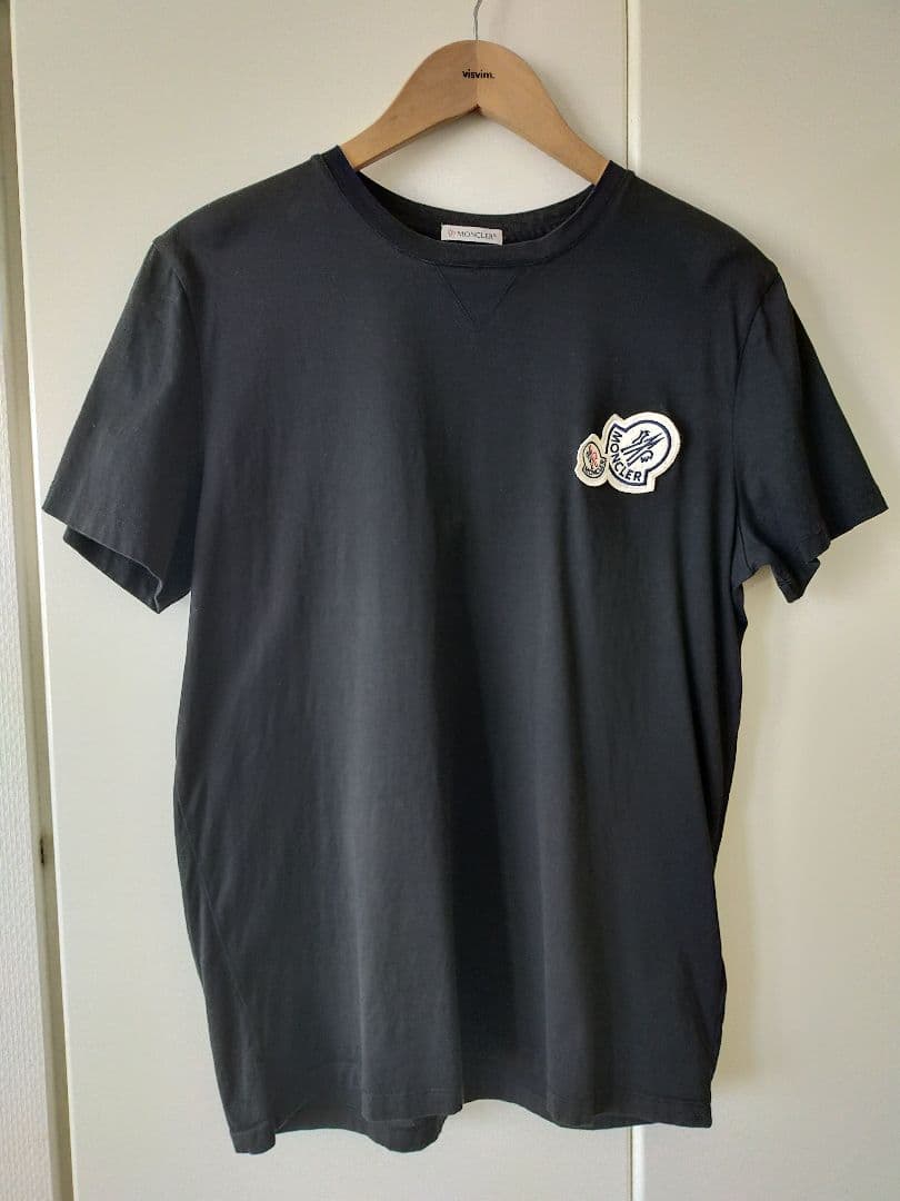 MONCLER ダブルワッペンTシャツ 黒 Mサイズ モンクレール 半袖Tシャツ