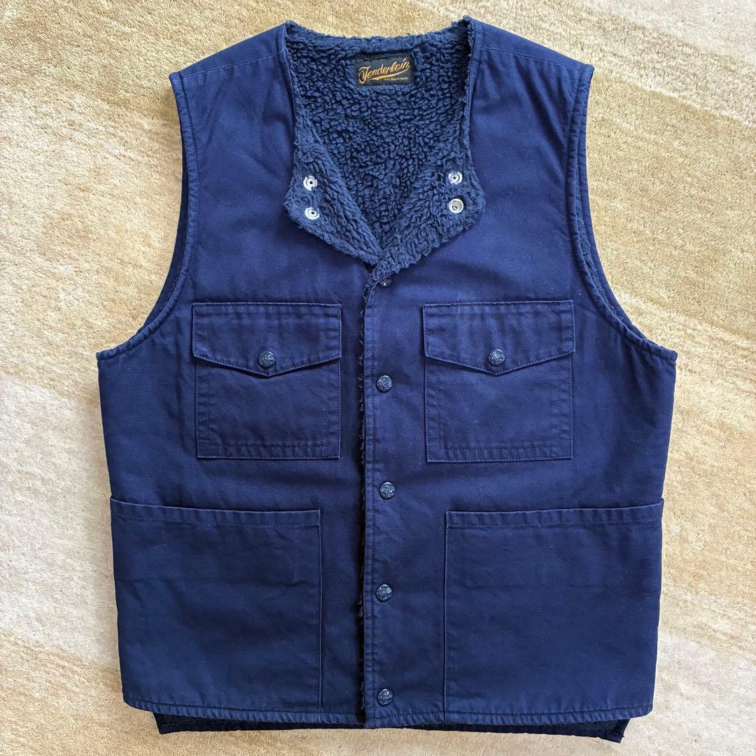 【美品】 TENDERLOIN ボアベスト ネイビー S