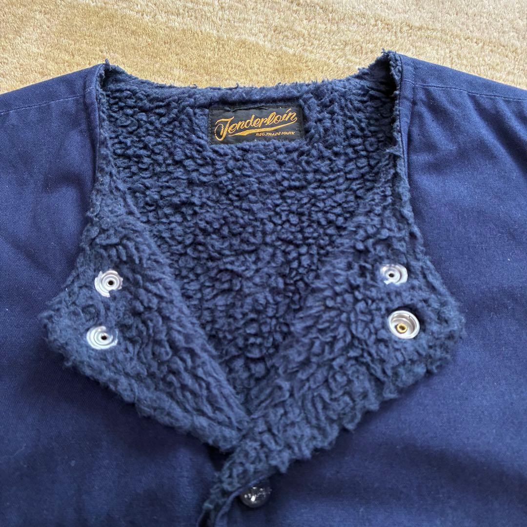 【美品】 TENDERLOIN ボアベスト ネイビー S
