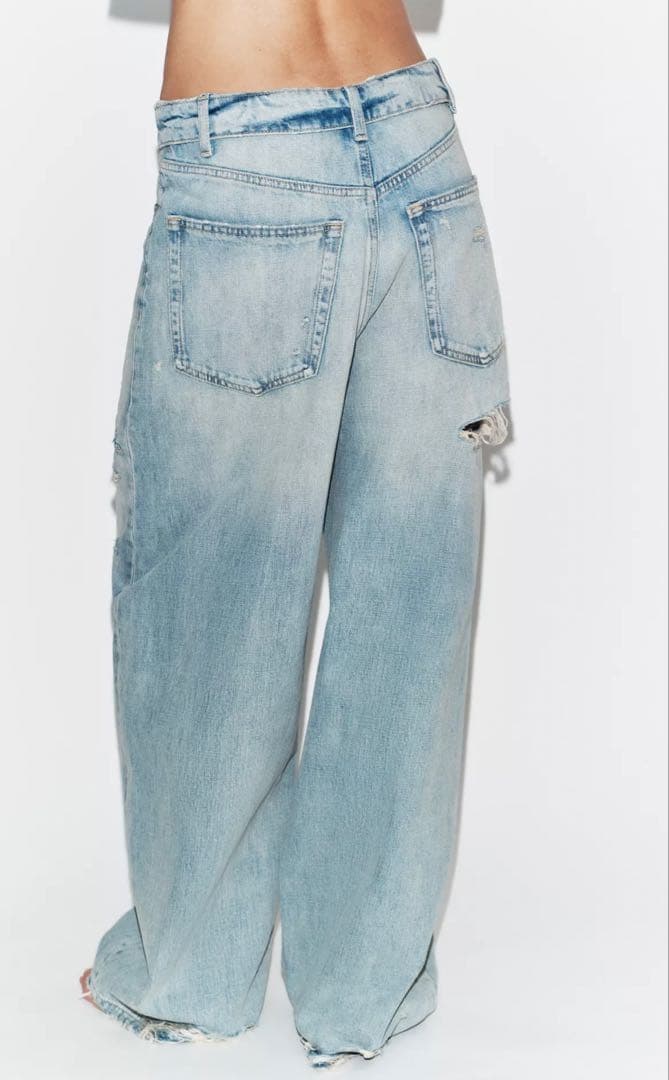 紅葉完売品 ZARA TRF ミッドライズ折り返しウエストデニムパンツ