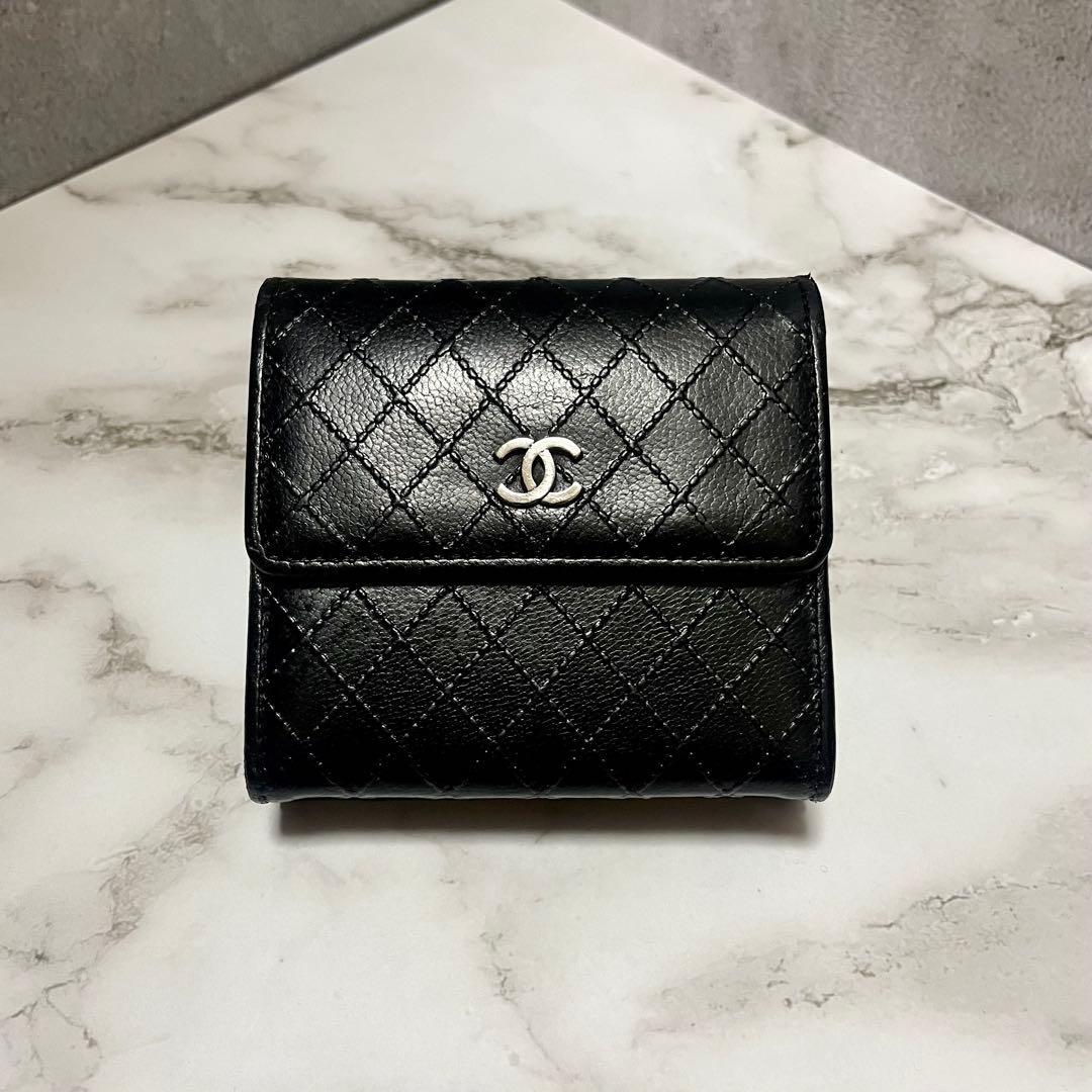 良品 CHANEL ココマーク 三つ折り財布