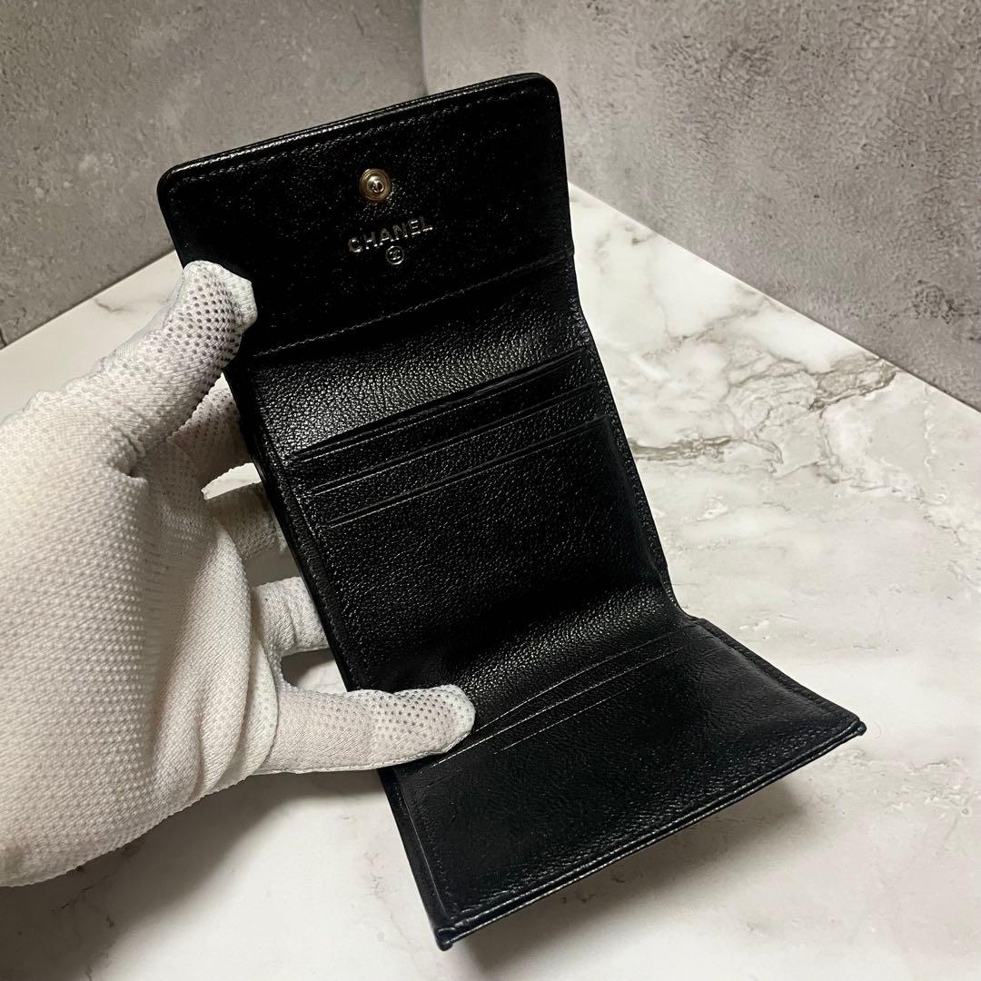 良品 CHANEL ココマーク 三つ折り財布