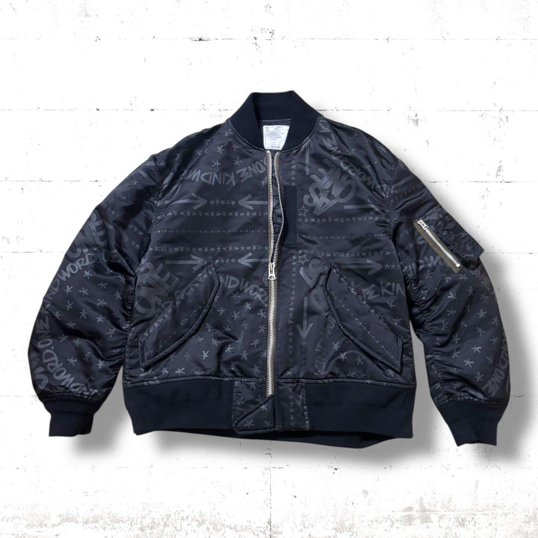 sacai HAZE コラボ　総柄　バンダナ柄　ボンバージャケット　ma1