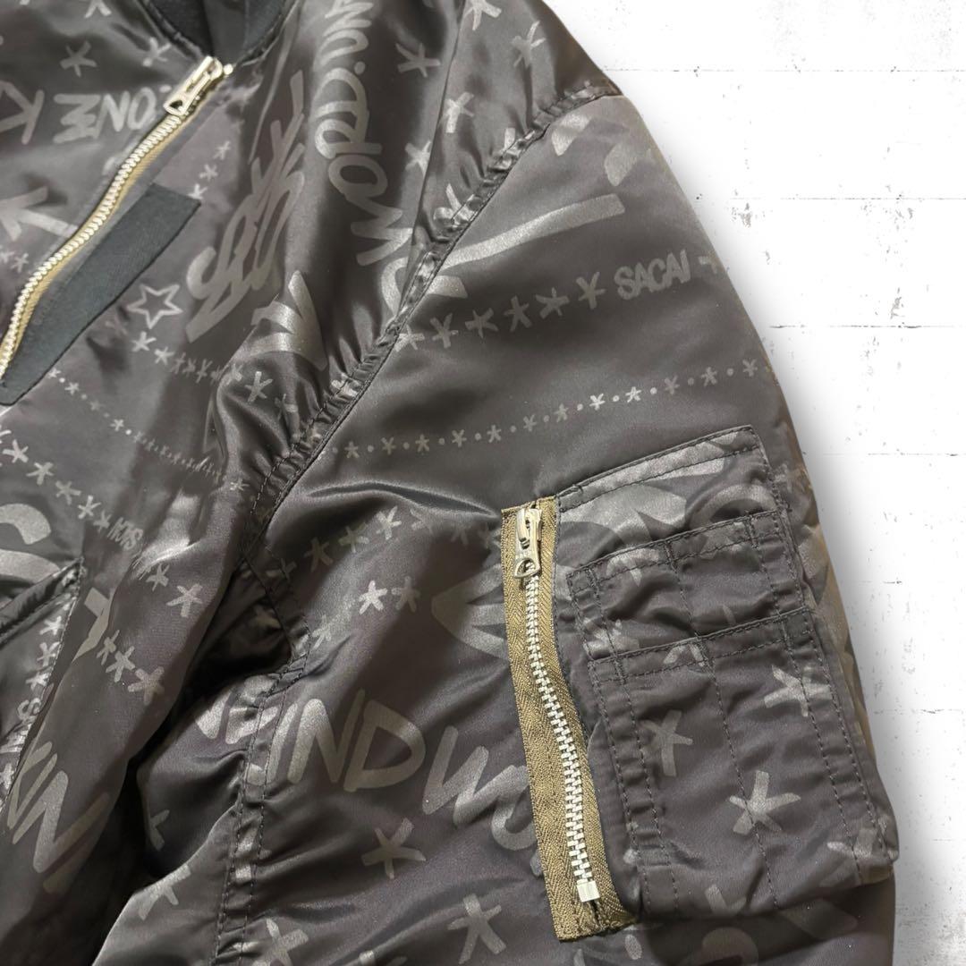 sacai HAZE コラボ　総柄　バンダナ柄　ボンバージャケット　ma1