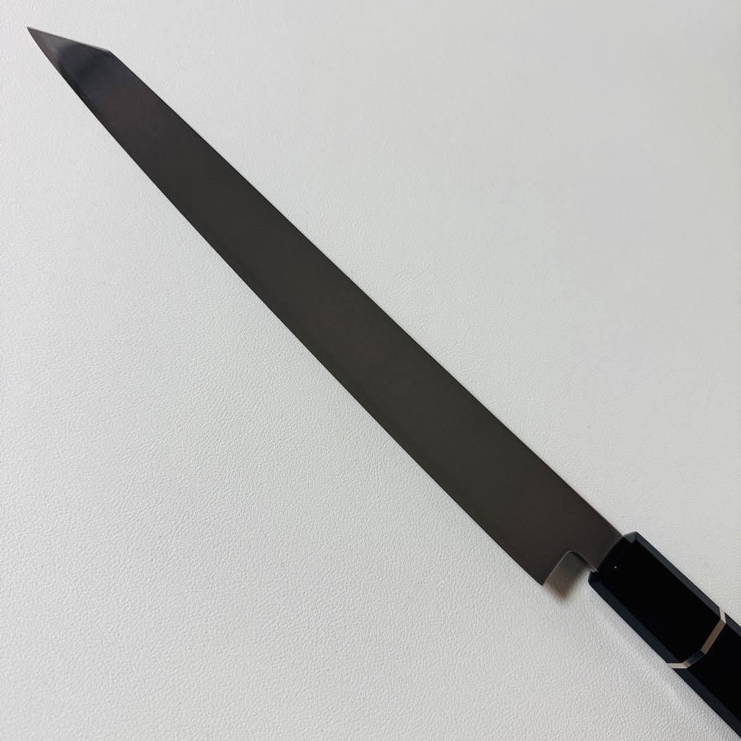 鞘付き 270mm 切付柳刃包丁 本牛角黒檀八角柄 刺身包丁 全鋼　和包丁-