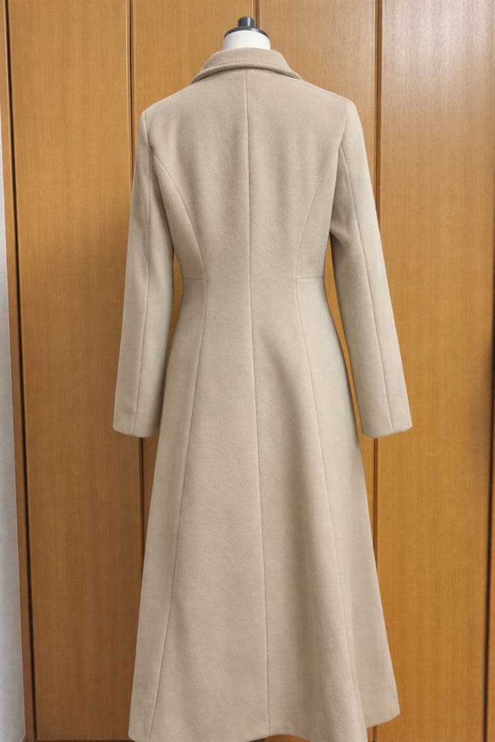【Louere】 ベージュ フレアチェスターコート ロング Aライン XL
