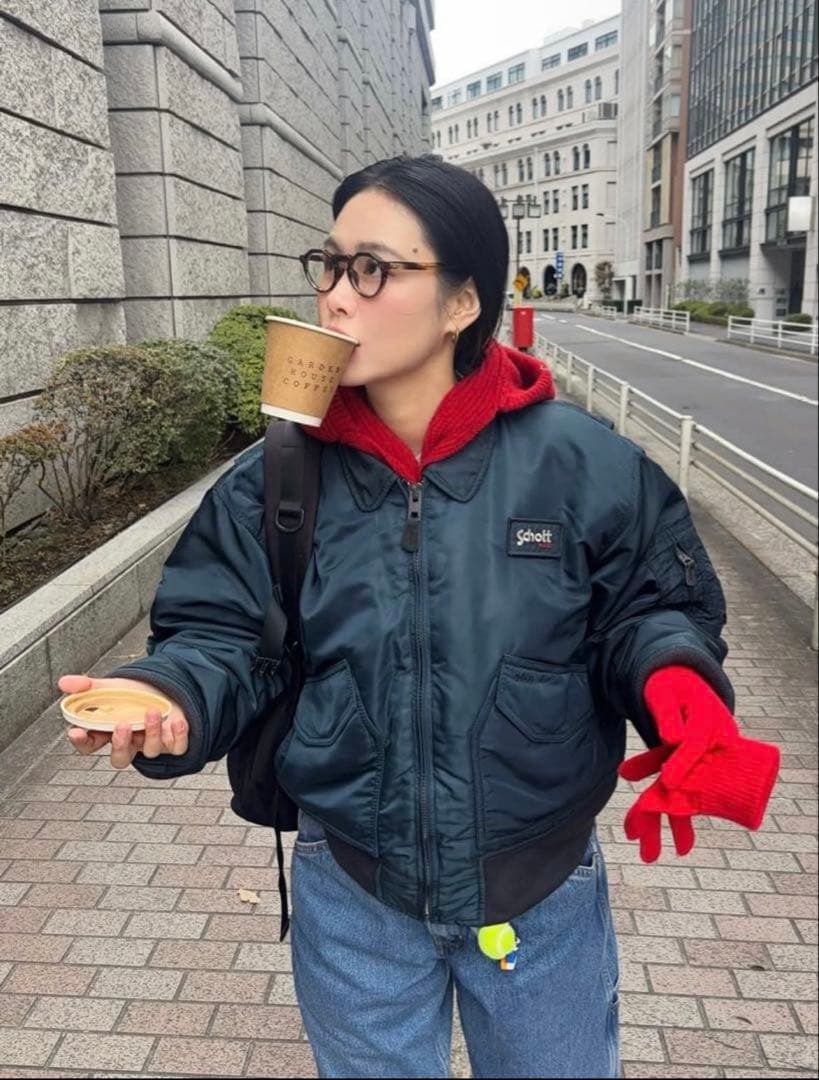 激レア未使用 田中シェン着Schott NYC flight jacket 紺