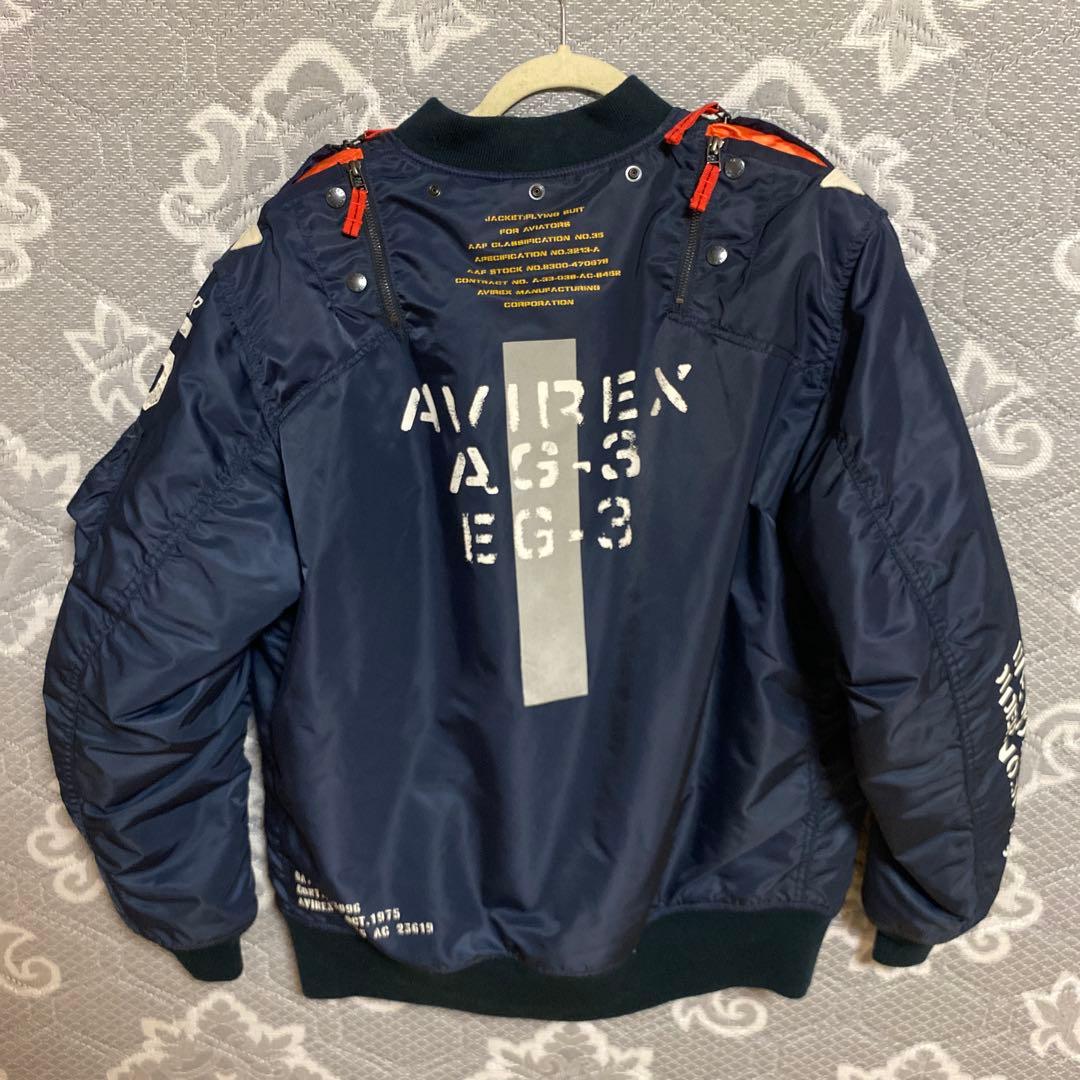 美品　AVIREX MA-1 REMODELフード取外可能　ネイビービックサイズ