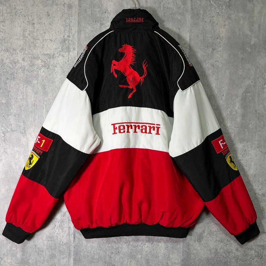 Ferrari Bridgestone F1 ブルゾン 中綿 刺繍ロゴ 赤白黒