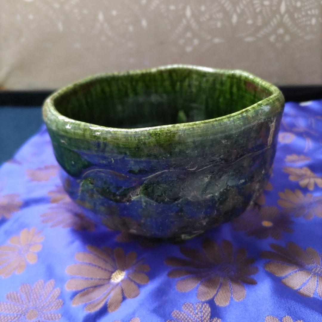 緑釉楽茶碗　D152
