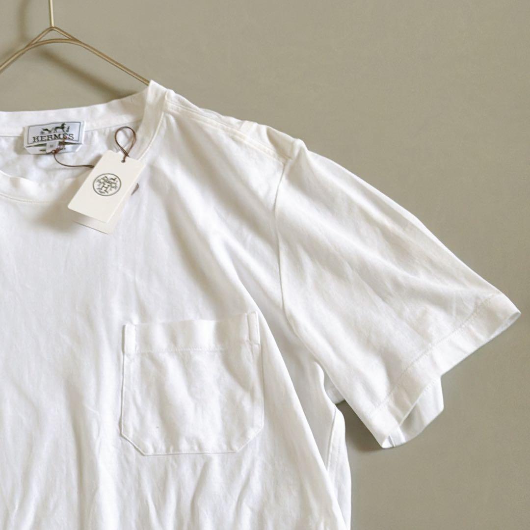 近年モデル タグ付き HERMÈS エルメス Tシャツ ホワイト Mサイズ