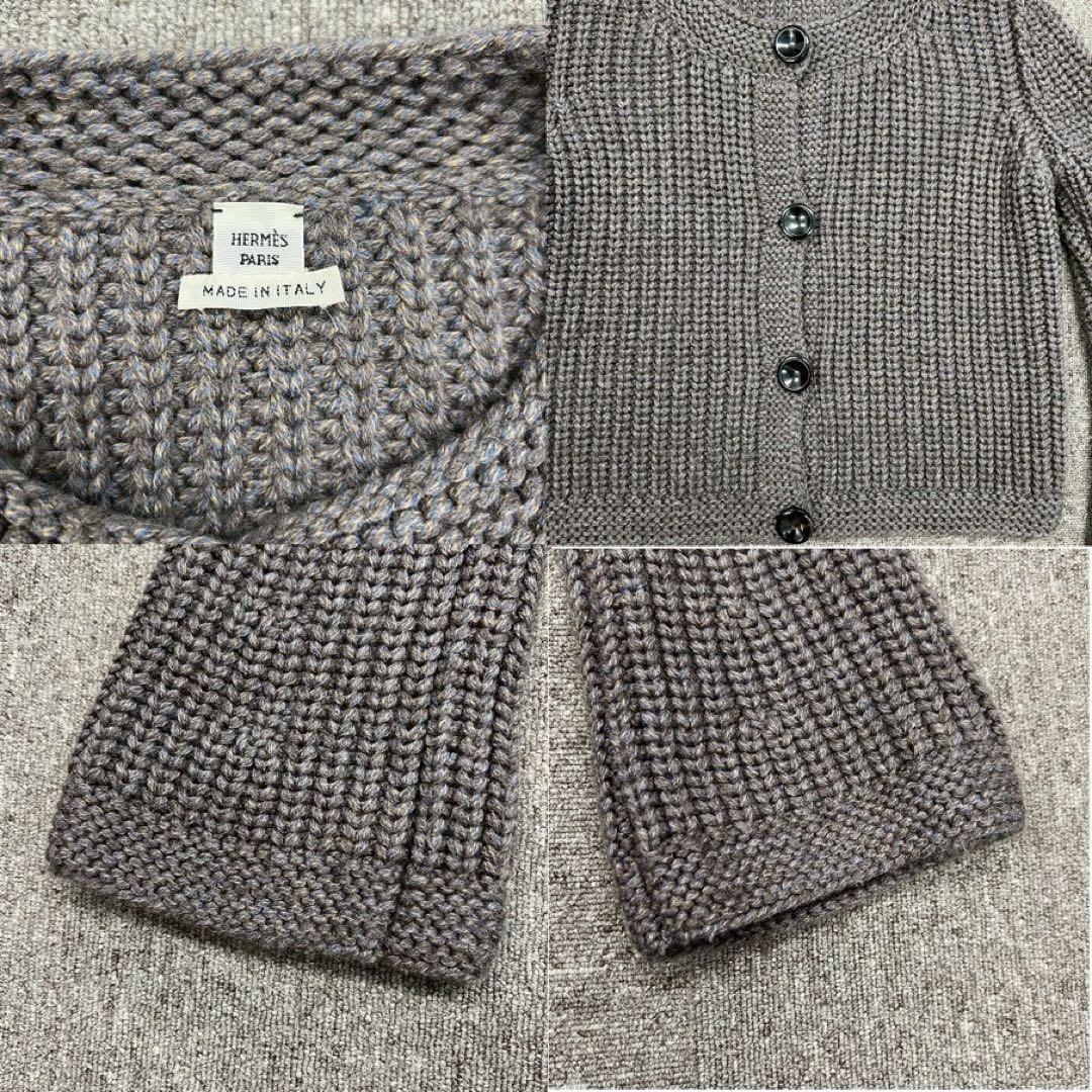 HERMES　エルメス カーディガン ウール グレー 38 レディース　ニット
