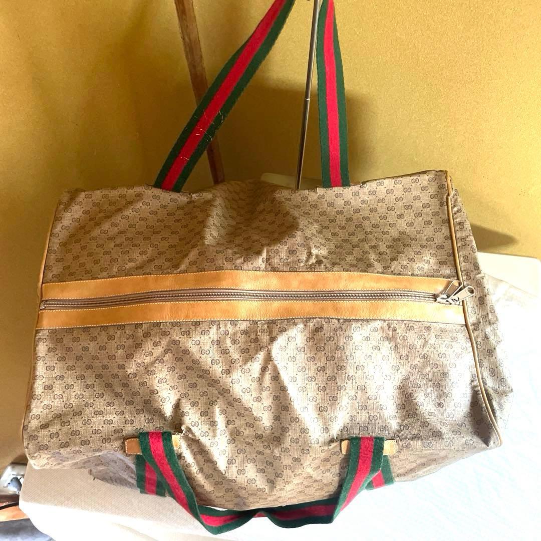 GUCCI グッチ　ボストンバック　シェリー　マイクロGG 大容量　ポーチ付き