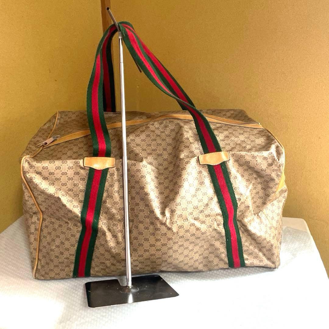 GUCCI グッチ　ボストンバック　シェリー　マイクロGG 大容量　ポーチ付き