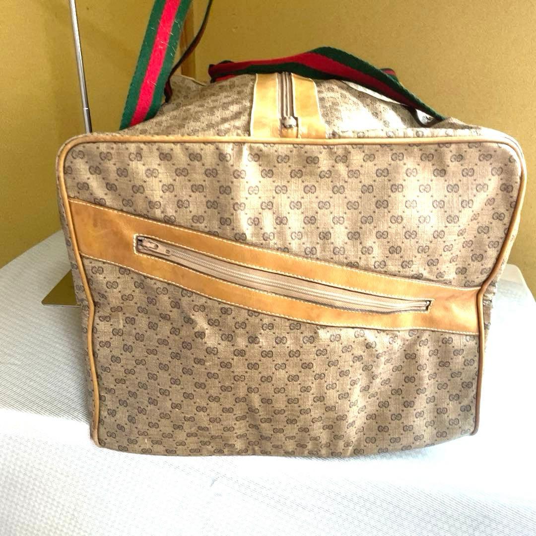 GUCCI グッチ　ボストンバック　シェリー　マイクロGG 大容量　ポーチ付き