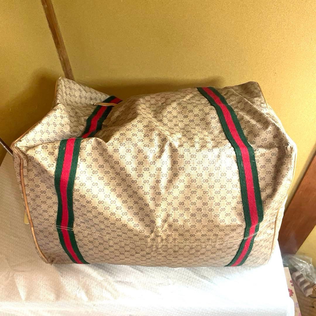 GUCCI グッチ　ボストンバック　シェリー　マイクロGG 大容量　ポーチ付き