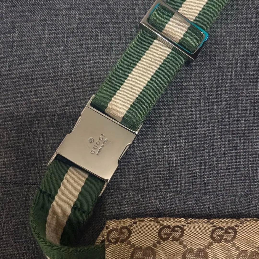 Gucci GGキャンバス　シェリーライン　ウエストバッグ　グリーン