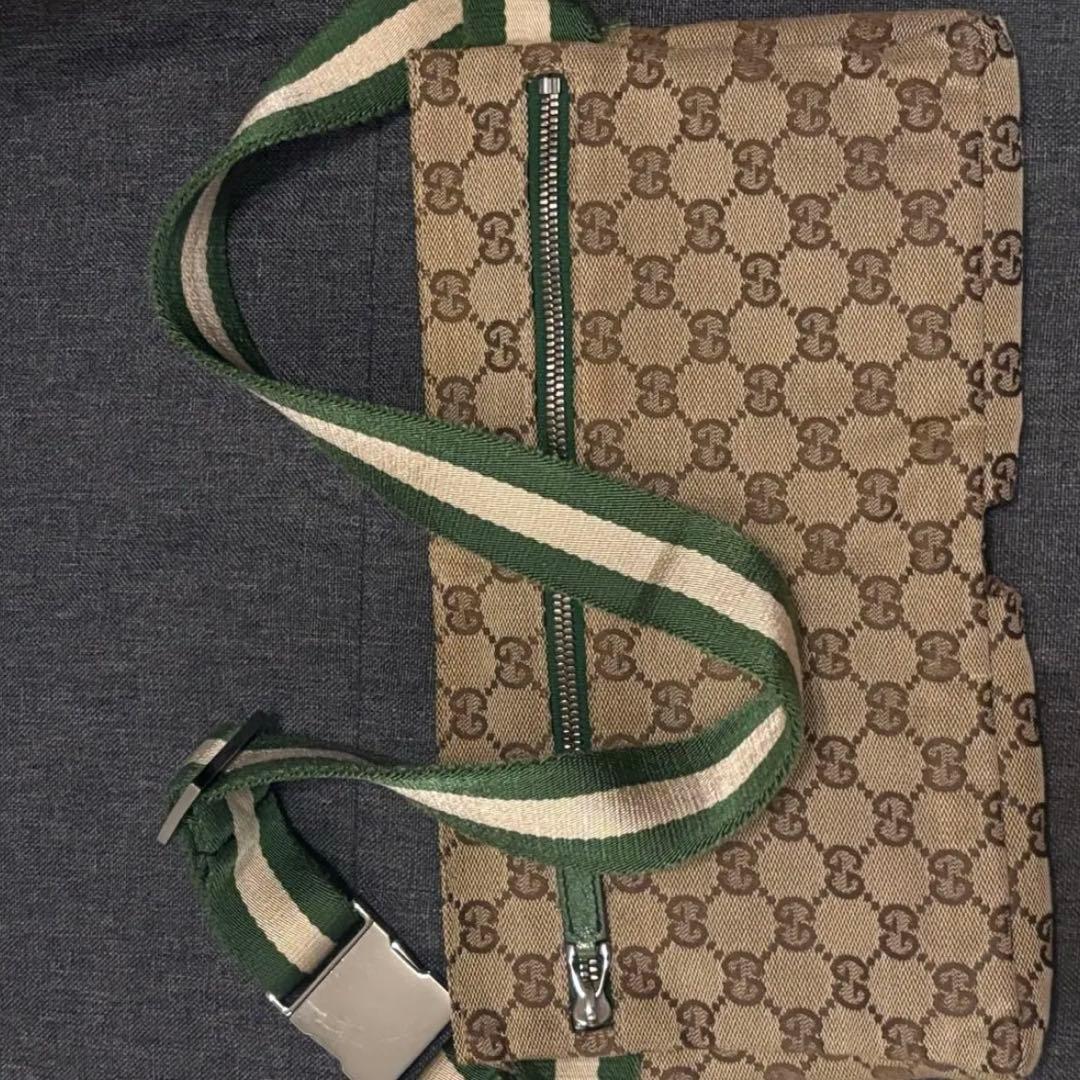 Gucci GGキャンバス　シェリーライン　ウエストバッグ　グリーン