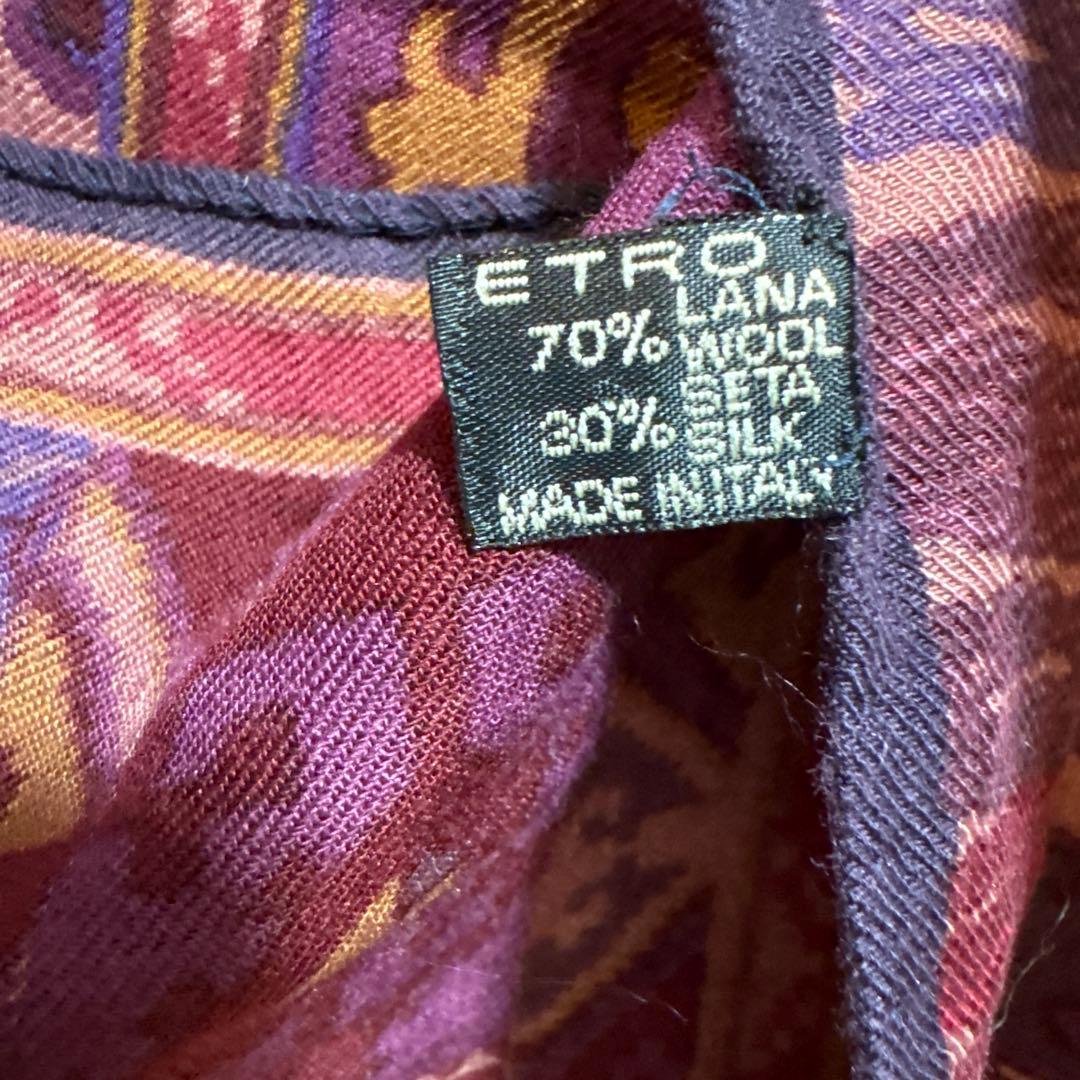 ETRO エトロ 大判ストール ペイズリー柄 ウールシルク イタリア製