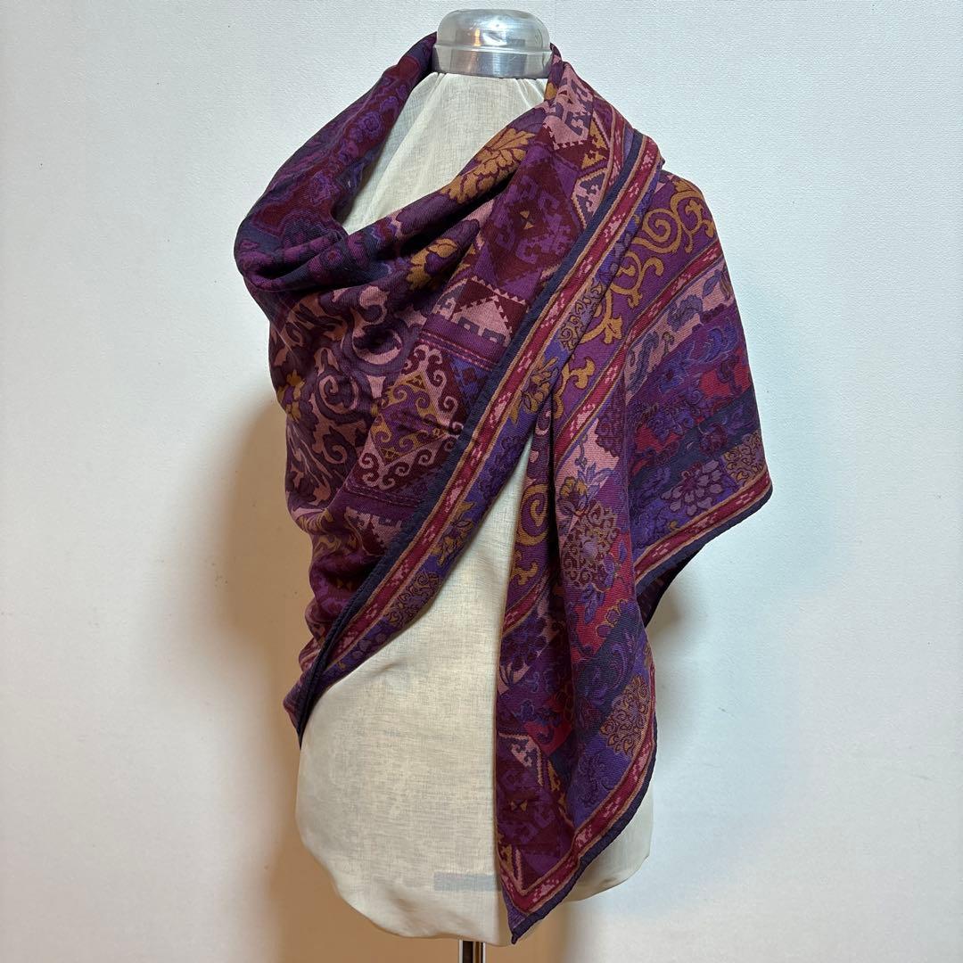 ETRO エトロ 大判ストール ペイズリー柄 ウールシルク イタリア製