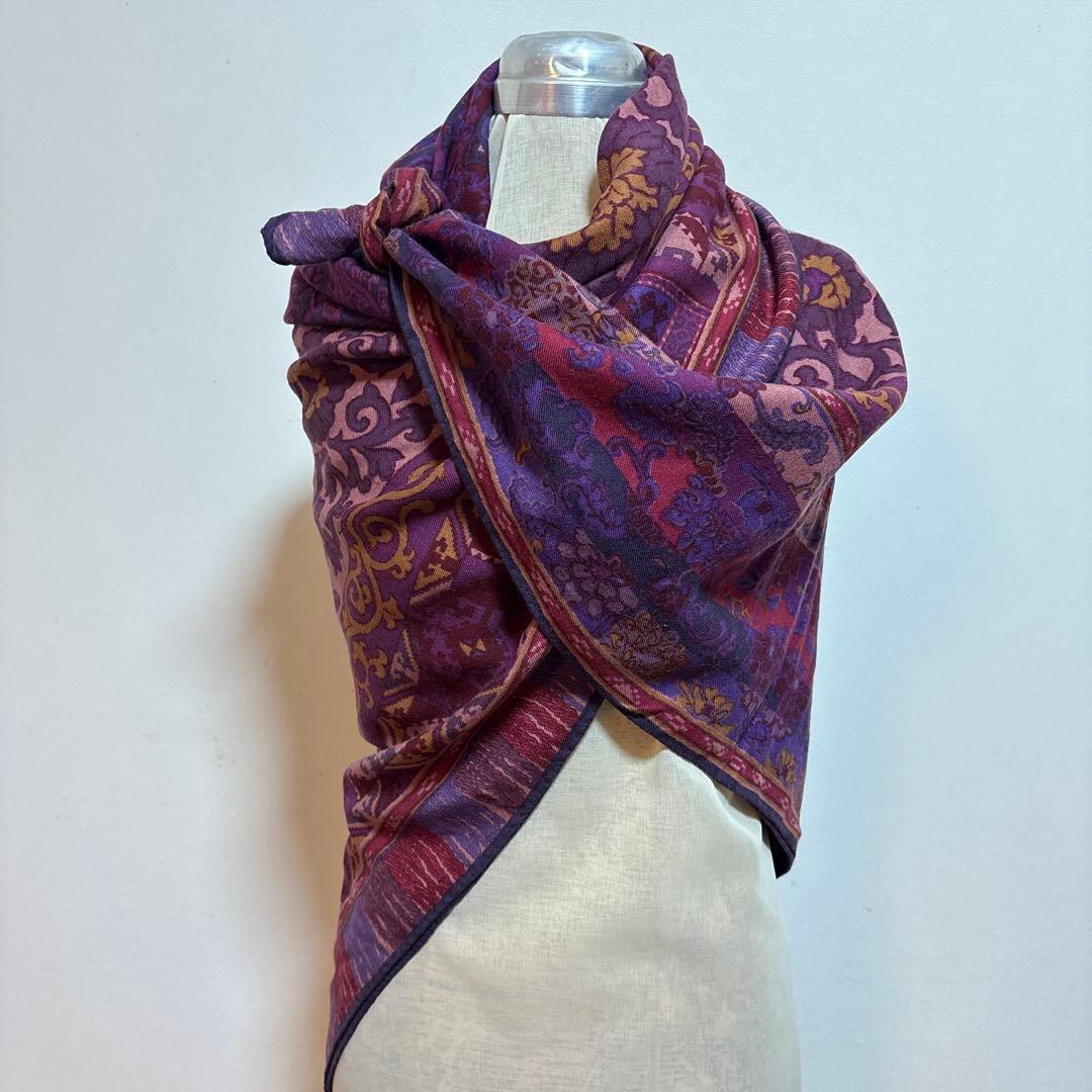 ETRO エトロ 大判ストール ペイズリー柄 ウールシルク イタリア製