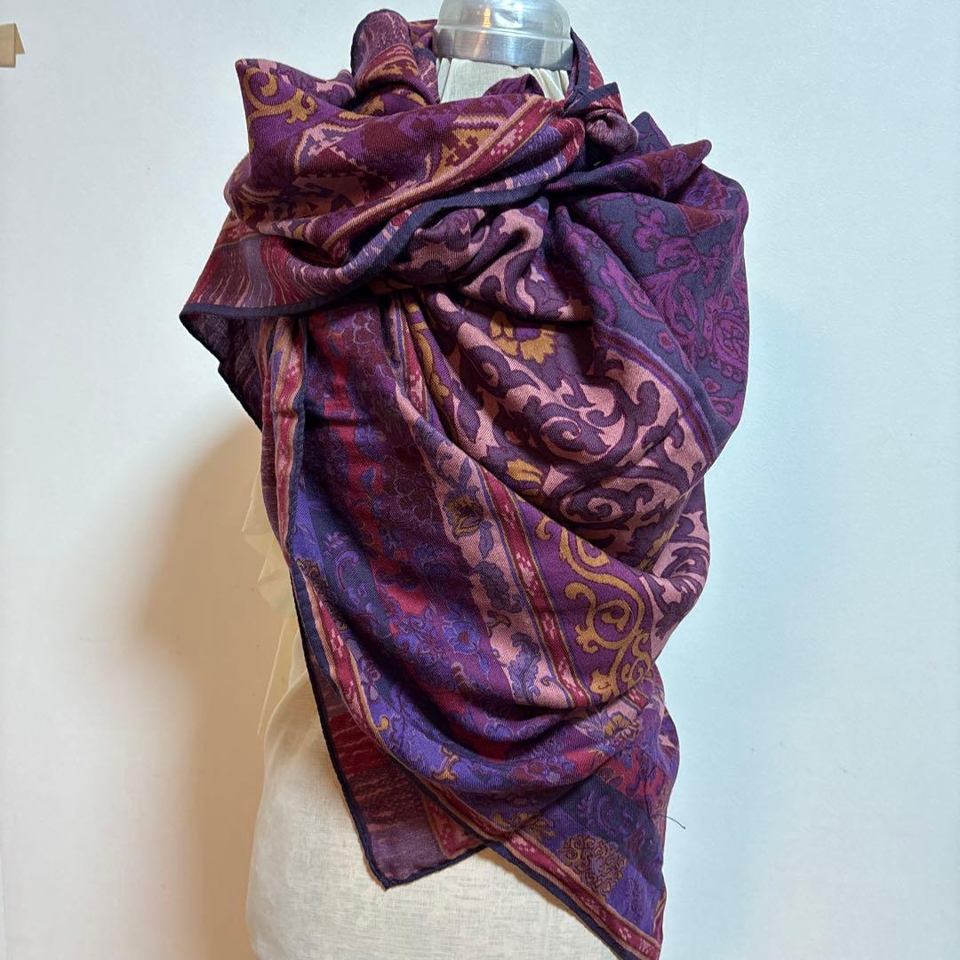 ETRO エトロ 大判ストール ペイズリー柄 ウールシルク イタリア製