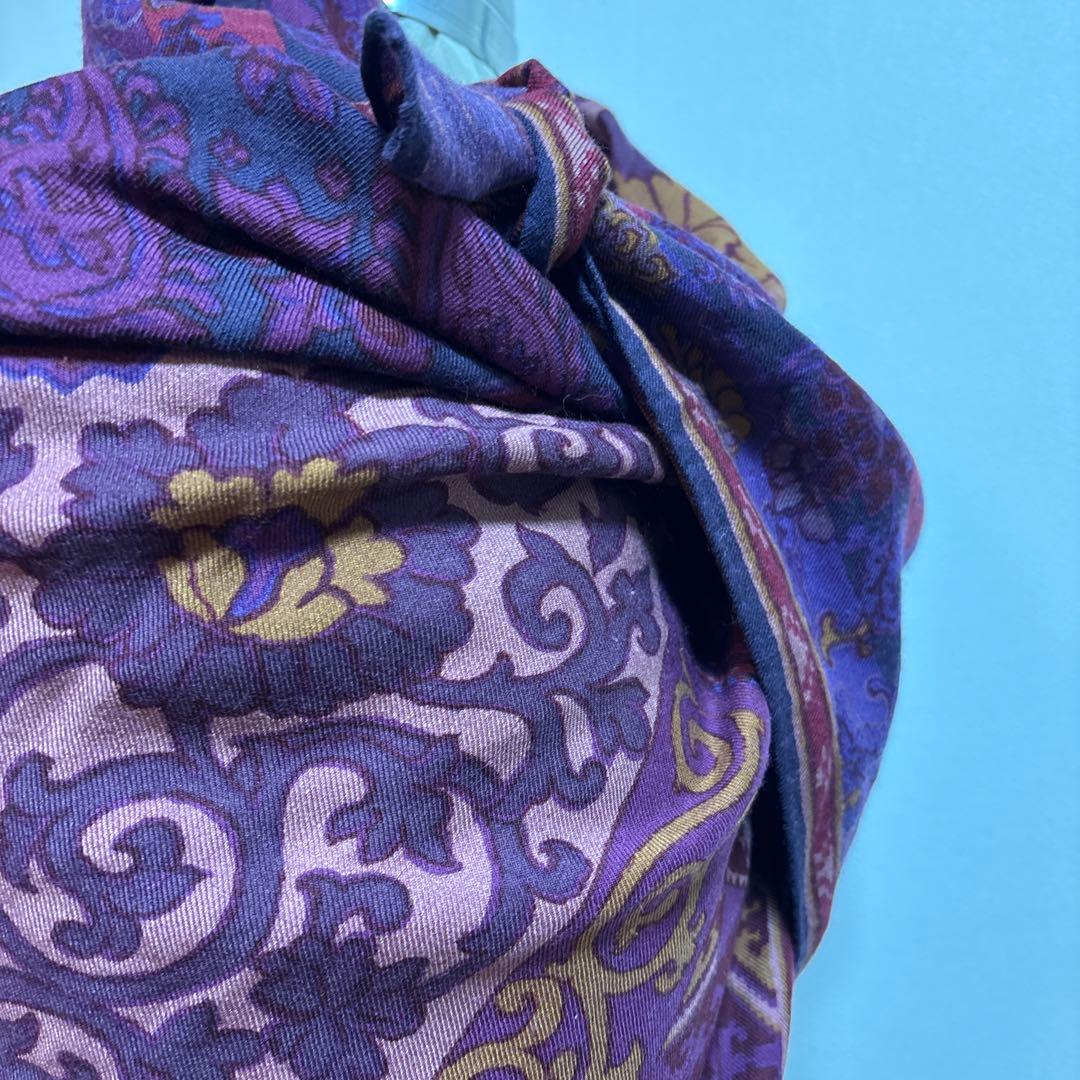 ETRO エトロ 大判ストール ペイズリー柄 ウールシルク イタリア製