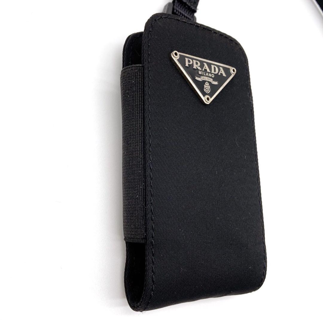 美品　PRADA ネックストラップ　マルチケース　モバイルホルダー　三角プレート