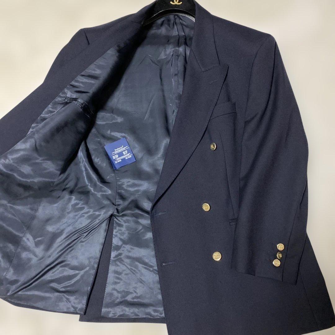 【極美品】Burberry’s　英国製　大きい　紺ブレ　金ボタン　ダブル　50S