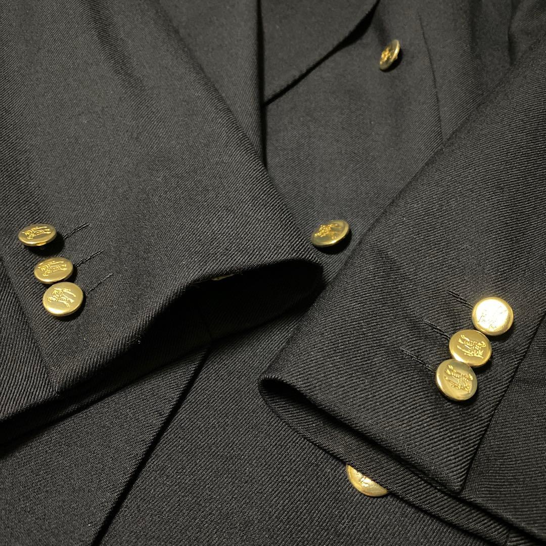 【極美品】Burberry’s　英国製　大きい　紺ブレ　金ボタン　ダブル　50S