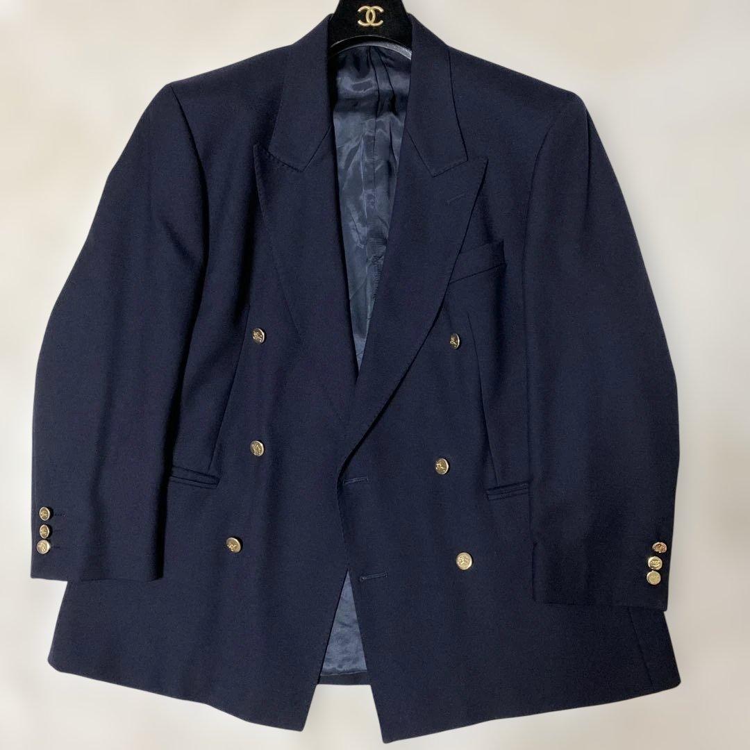 【極美品】Burberry’s　英国製　大きい　紺ブレ　金ボタン　ダブル　50S