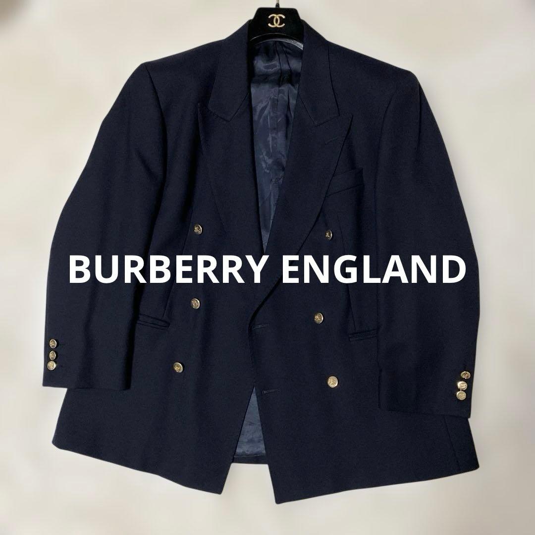 【極美品】Burberry’s　英国製　大きい　紺ブレ　金ボタン　ダブル　50S