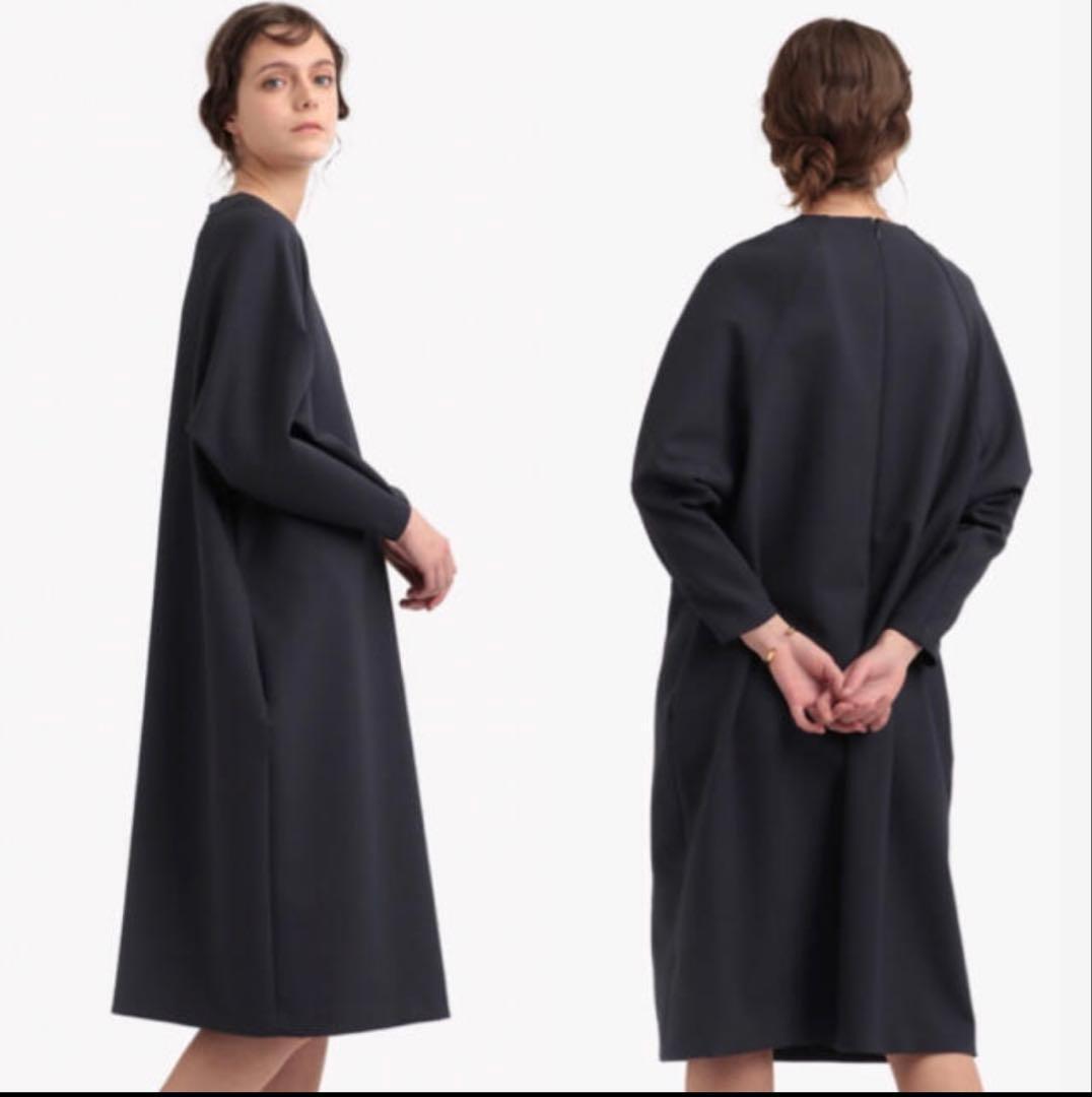 【美品】セオリーリュクス オケージョンワンピースドレス 紺 洗えるストレッチ素材