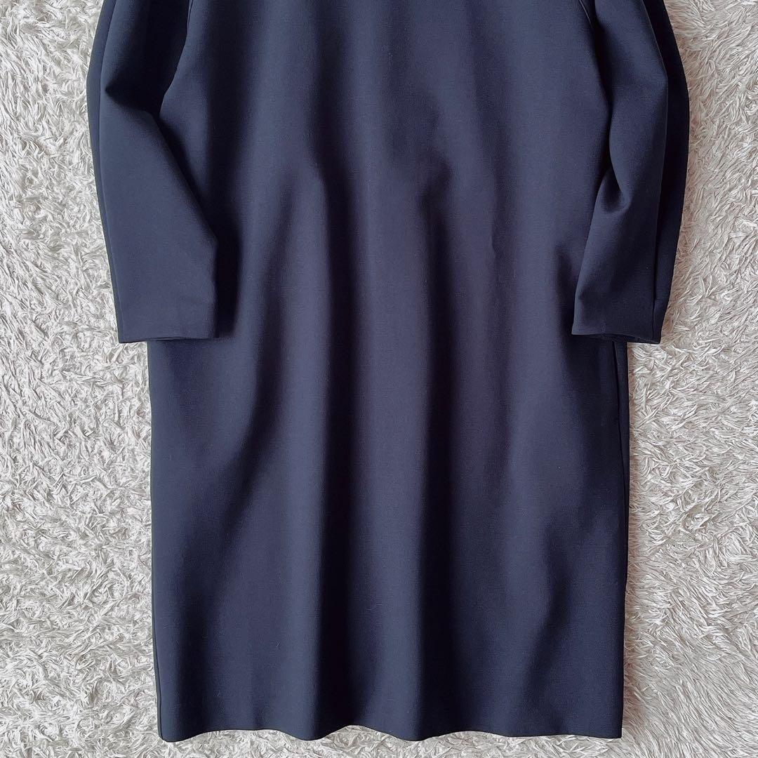 【美品】セオリーリュクス オケージョンワンピースドレス 紺 洗えるストレッチ素材