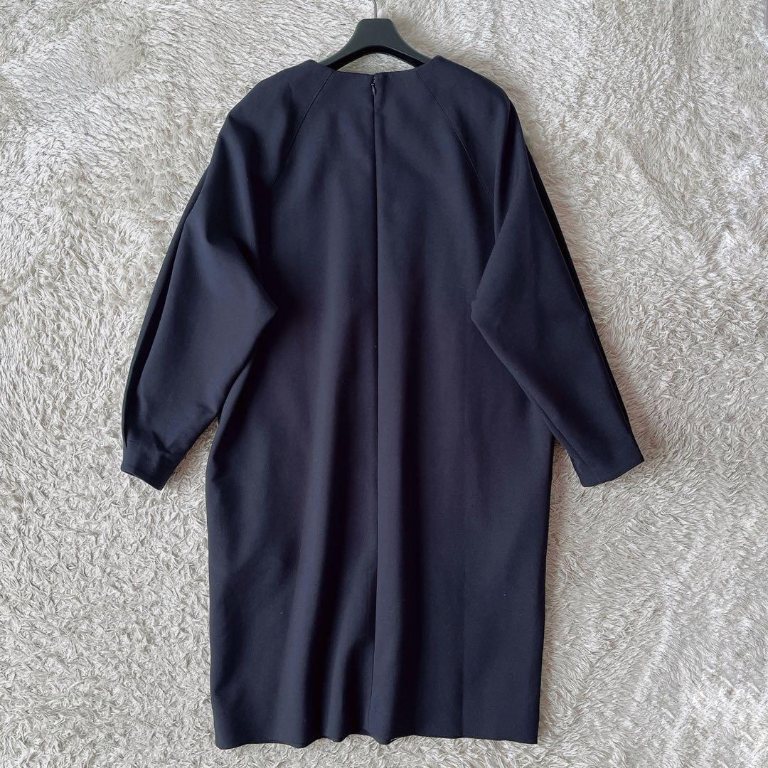 【美品】セオリーリュクス オケージョンワンピースドレス 紺 洗えるストレッチ素材