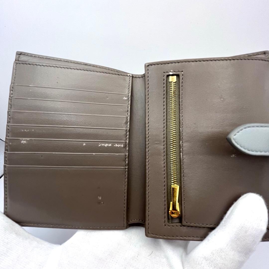 CELINE セリーヌ ストラップ ミディアム ウォレット グレージュ