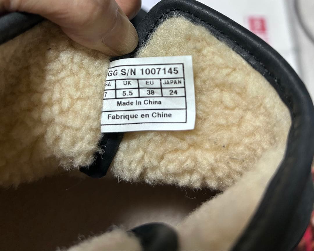 週末お値下げ❗️ アグムートンレザー ミッドカットブーツ　24cm 黒レザー
