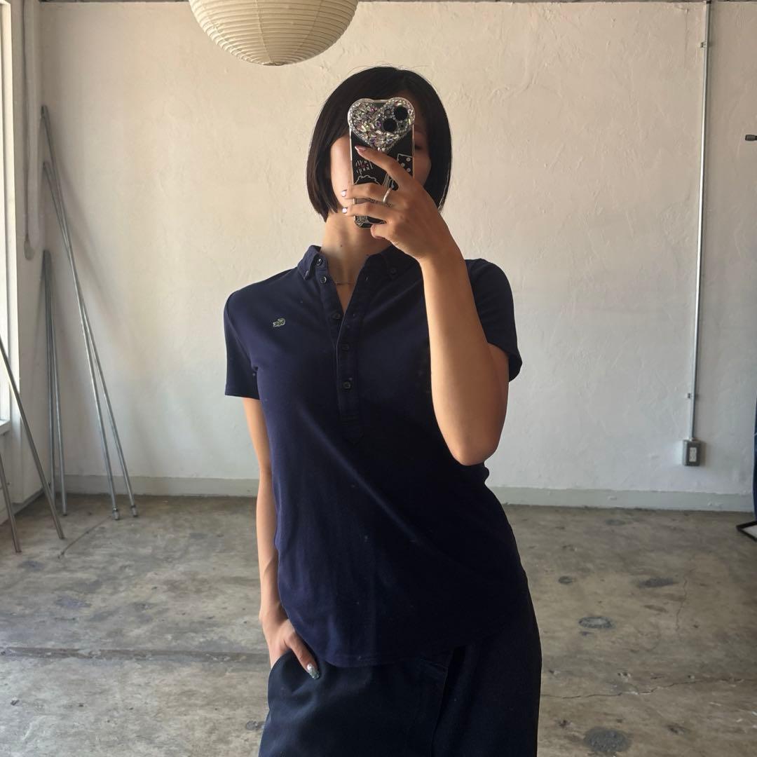LACOSTE polo shirt navy y2k 海外ガール