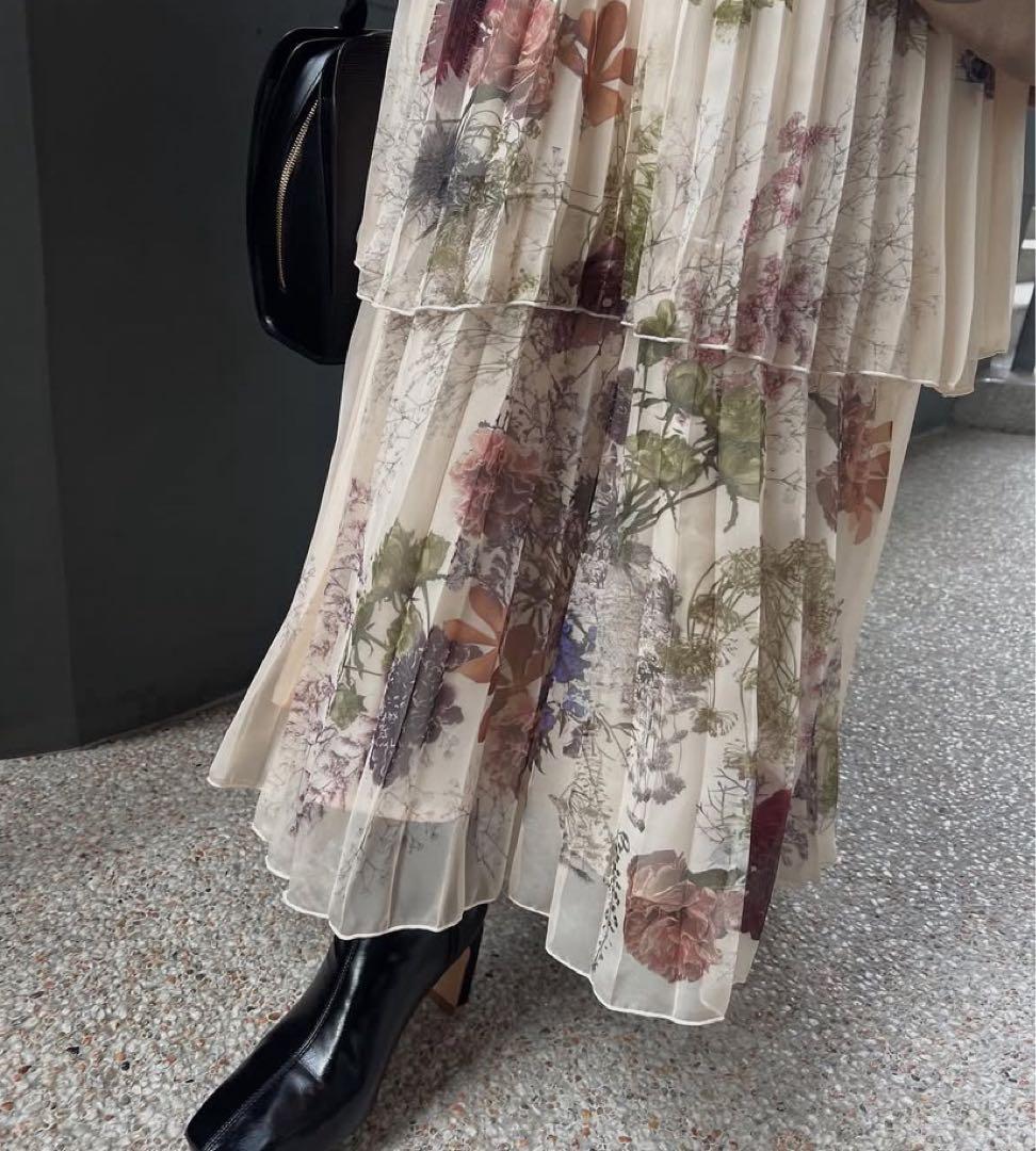 スカート Ameri UND DARIA TIERED PLEATS SKIRT