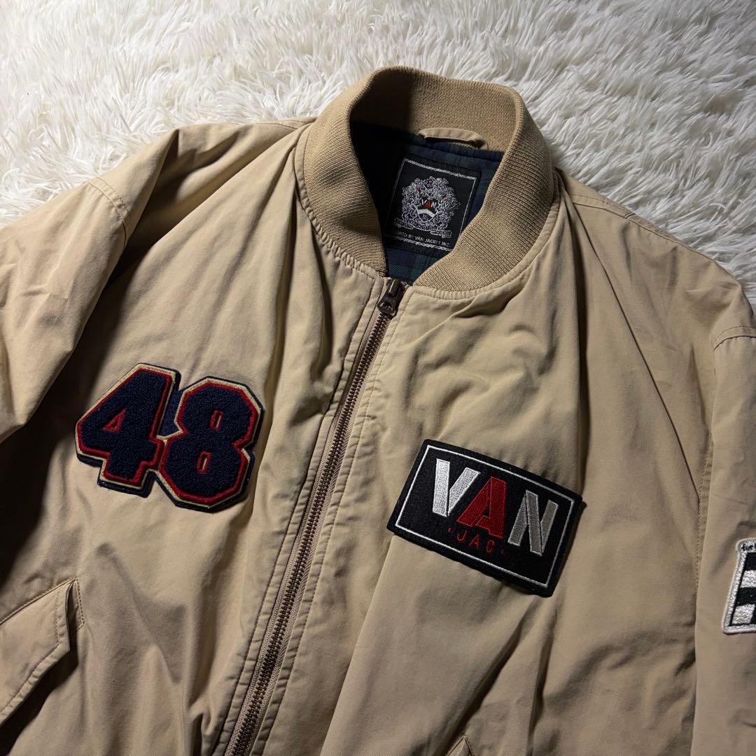 希少■VAN JACKET ブルゾン　ワッペン　刺繍　ベージュ　L