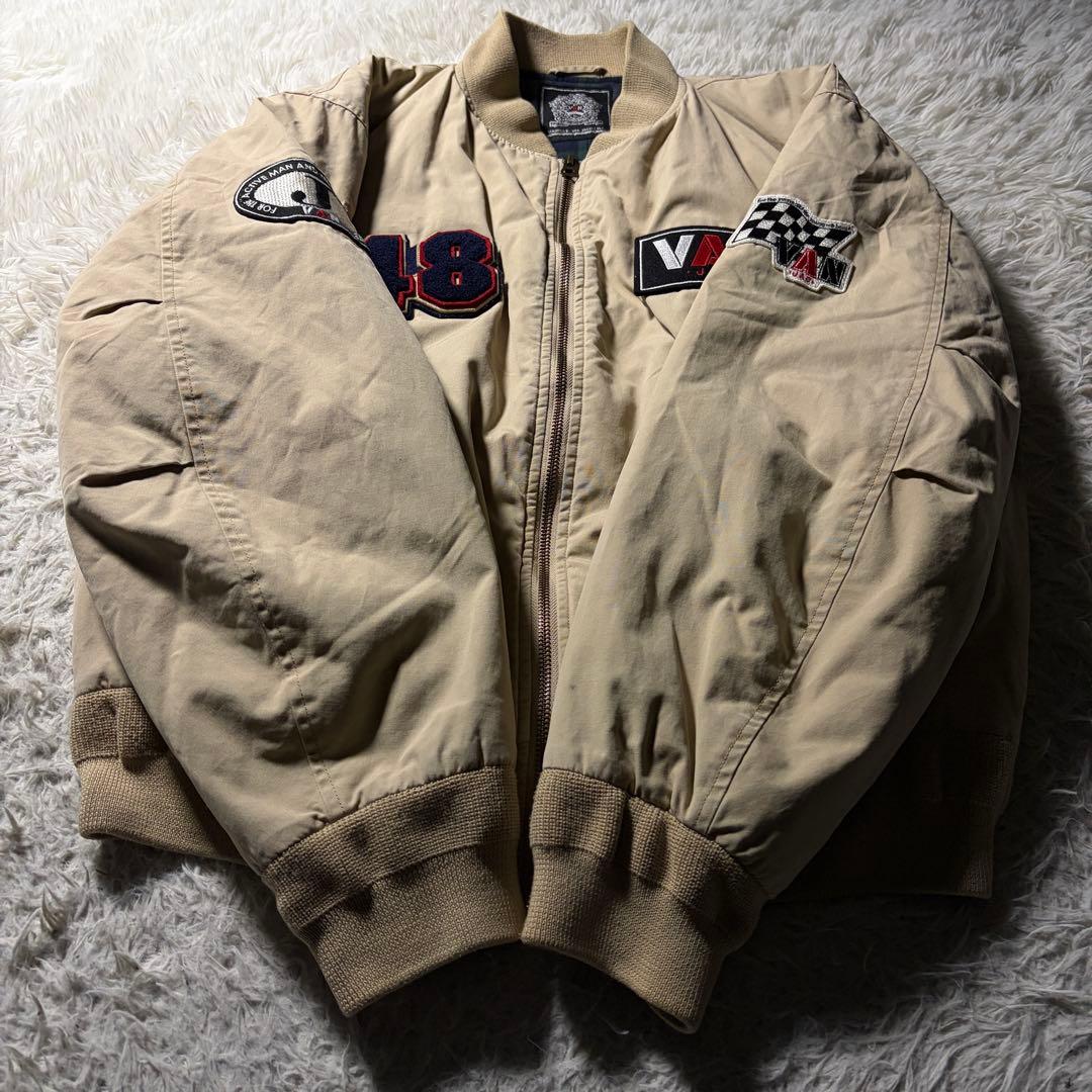 希少■VAN JACKET ブルゾン　ワッペン　刺繍　ベージュ　L