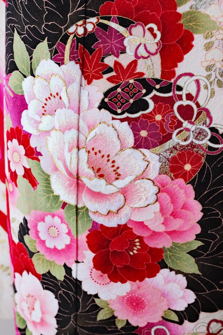 振袖 フルセット 成人式 牡丹 桜 赤 白 黒 現代古典 華やか 可憐