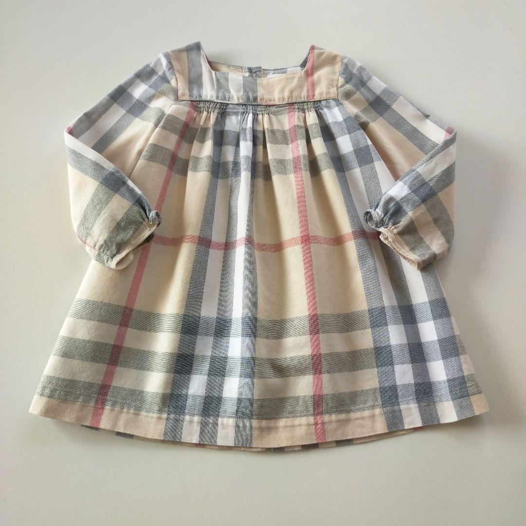 美品★18M 86cm BURBERRYバーバリー チェック 長袖ワンピース