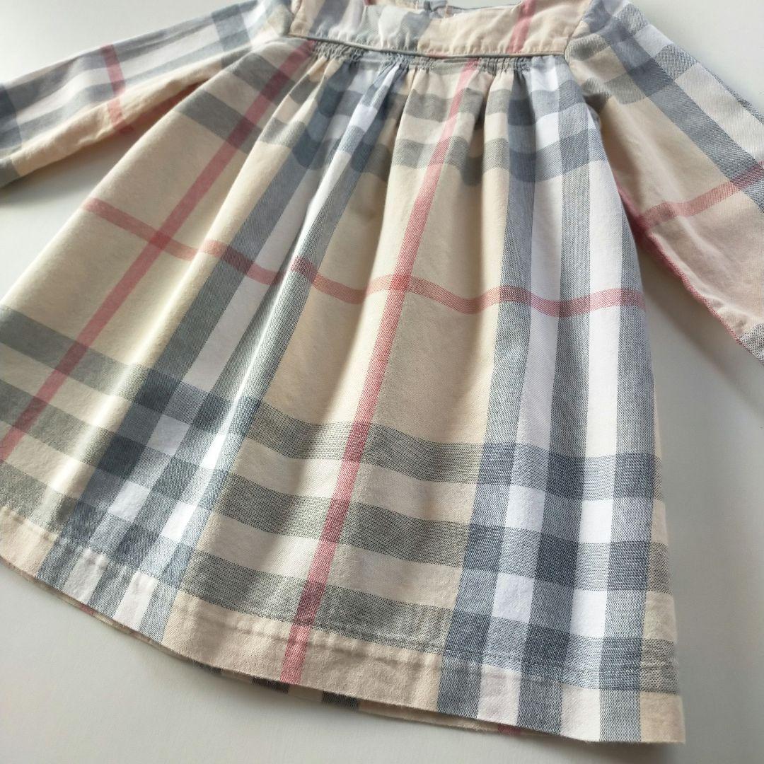 美品★18M 86cm BURBERRYバーバリー チェック 長袖ワンピース